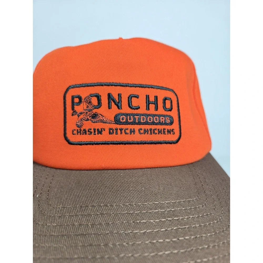 Poncho Outdoors Pheasant Hat OSFA  Embroidered Snapback Cap Orange Brown